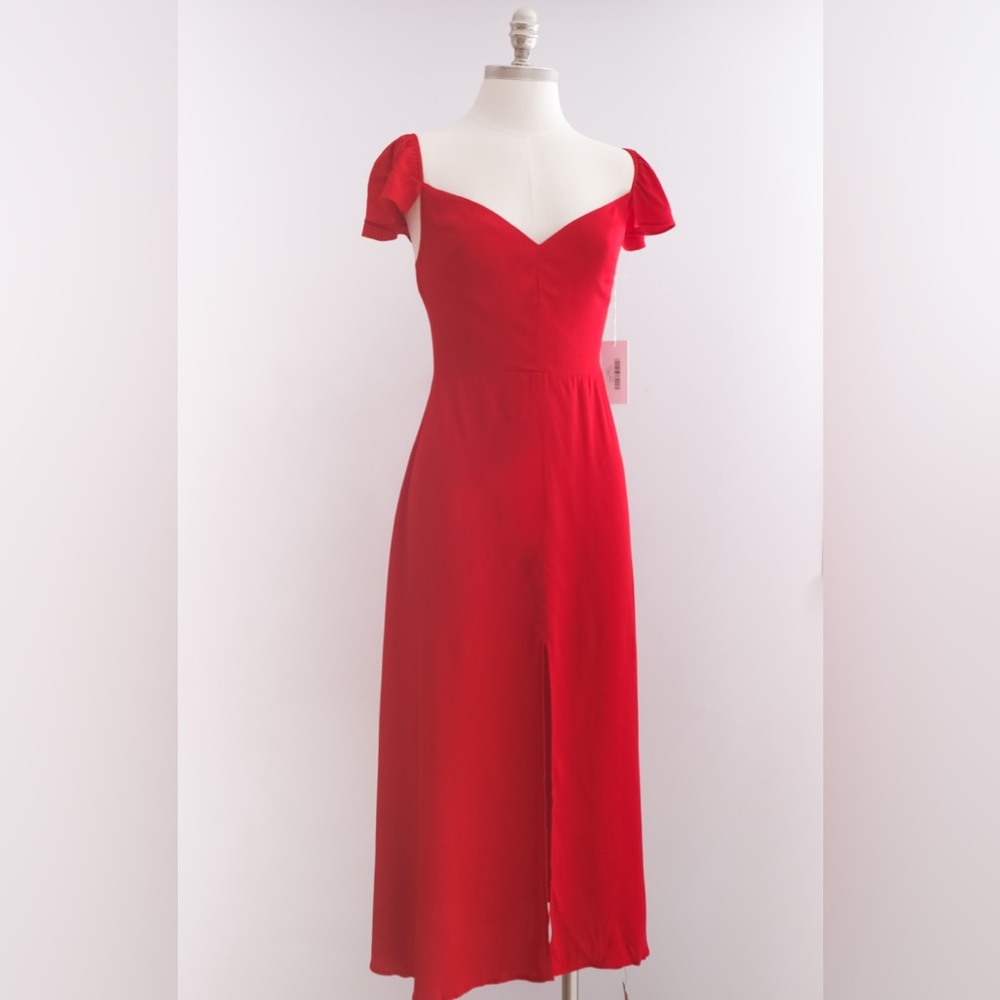 Reformation Baxley Dress in Cherry • US 4 • NWT - Picture 4 of 13